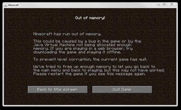 Minecraft Showing Out Of Memory error