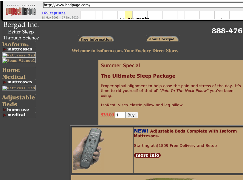 Prior To 2006 Bedpage Was A Mattress Website