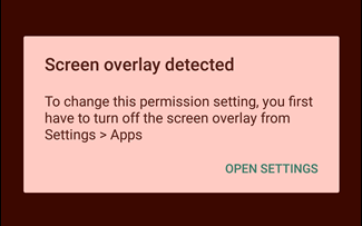 Screen Overlay Detected error