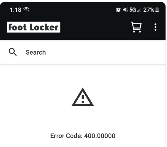 Foot Locker Error Code 400.000