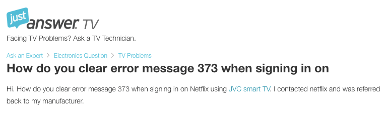 Netflix Error Code 373