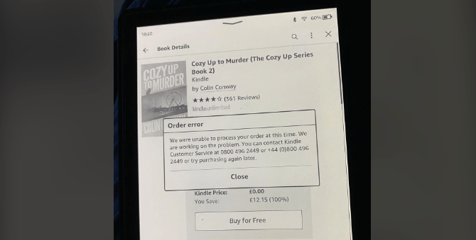 Kindle Order Error "We Are Unable To Process Your Order At This Time"