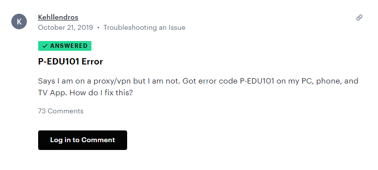 Hulu Error Code p-edu101