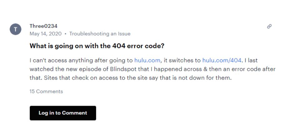 Hulu 404 Error