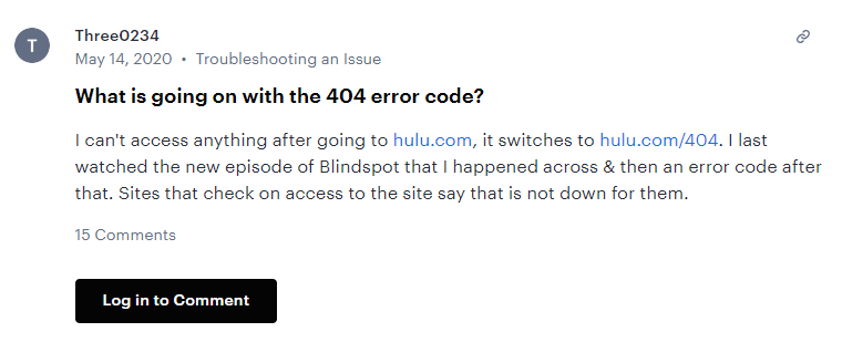 Hulu 404 Error