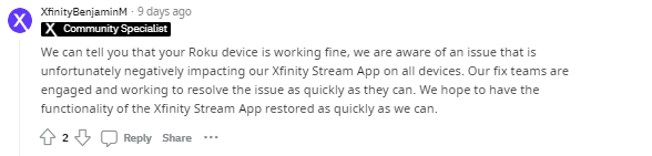 Xfinity Stream Error Code 500