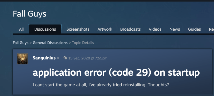 Fall Guys Error code 29