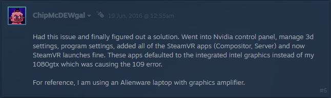 Steam VR Error 109