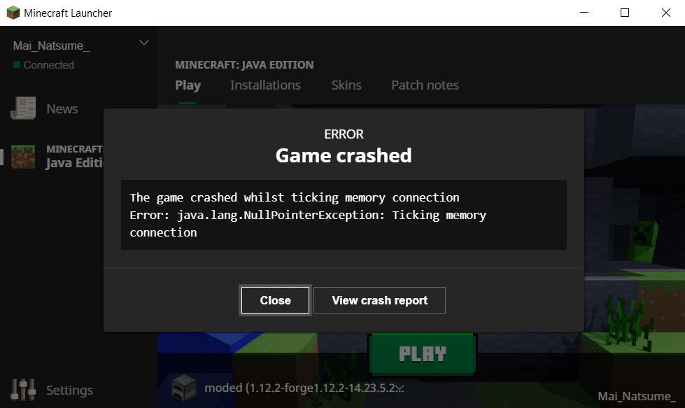 MineCraft Is Crashing