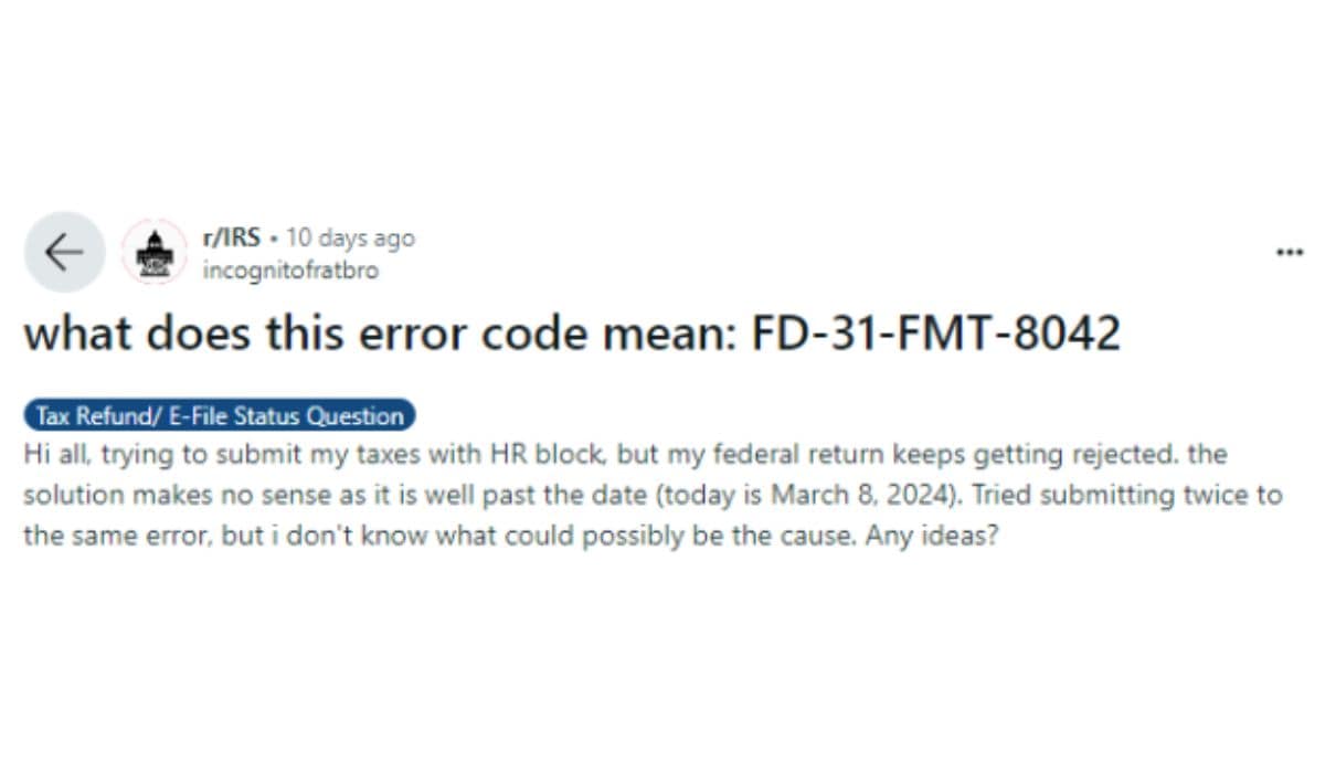 IRS Error Code FD-31-FMT-8042