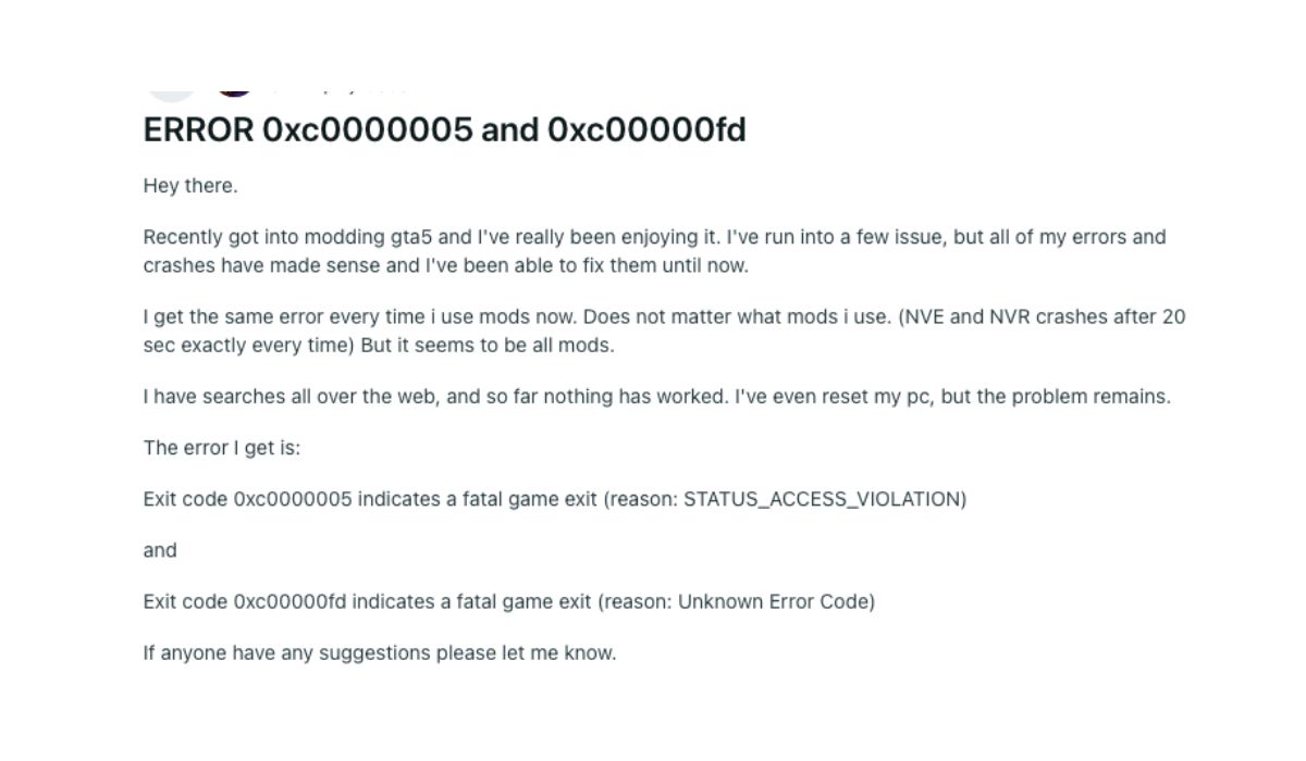 GTA V Error Code 0xc00000fd?