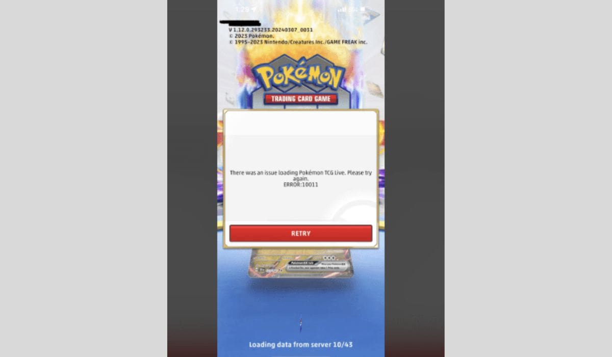 Pokémon Trading Card Game Live Error Code 10011
